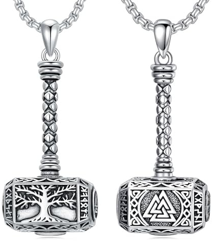Thors Hammer Urne Kette 925 Sterling Silber Wikinger Urne Anhänger Halskette Viking Asche Schmuck für Herren