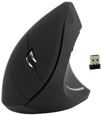 Septpenta Mouse Ergonomico, Mouse da Gioco Verticale, Mouse Silenzioso per Tunnel Carpale Ottico da 2,4 Ghz, PC Portatile con Latenza 1600 DPI, Desktop, Mouse per PC (Nero)