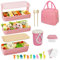 Bento Lunch Box 900ml, 3 Couches Lunchbox pour Pique-Nique Travail Bureau, Boîtes Bento Micro-ondes Boite Lunch Enfant Lunch Box Adulte (Rose)