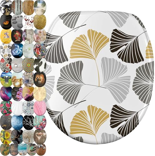 Sanilo Soft Close Toilet Seat, Wide Choice of New Toilet Seats, Stable Hinges, Easy to Mount (Ginkgo)