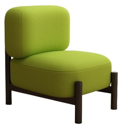 Upholstered Cozy Accent Chair, Fuzzy Lamb Fleece Vanity Stool, Modern Mid-Century Fabric Lounge Chairs, Comfortable Reading Chair for Living Room(Light Green)