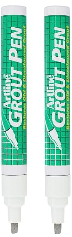 Artline Grey Grout Pens (Pack of 2) | 2.0-4.0mm Chisel Tip, Permanent, Quick-Dry, Waterproof, Grout Whitener for Bathroom Tiles