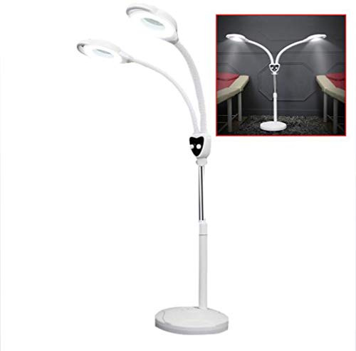 EHVYBDX 8X Double Head Led Beauty Salon Cold Light Commercial Lighting Magnifying Glass Tattoo Lamp Beauty Lamp Nail Eye Shadowless Floor Lamp with Pulley and Dimmable