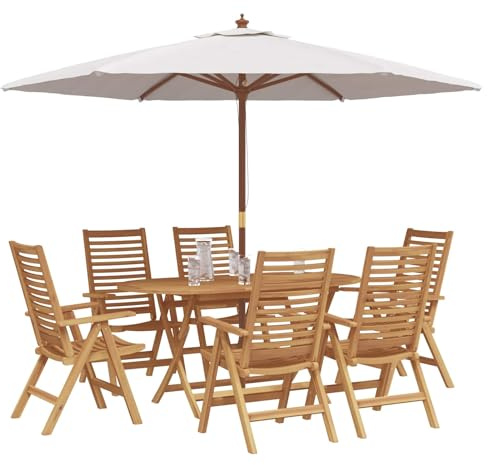 vidaXL Trädgårdsmöbelset 7 pcs Brun Massivt teakträ, Trädgård och terrass, modern uteservering, teakmöbler, patio, alfresco för dig