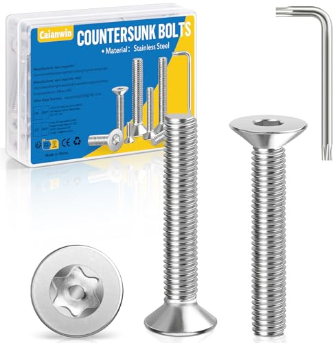 Caianwin 50 Stück M3 Senkkopfschrauben, M3 x 16mm Senkkopfschrauben Torx Edelstahl mit Torx Schlüssel 304 senkkopf schrauben Norm ISO 14581 / DIN 965 für Maschinen, Geräte und Möbel