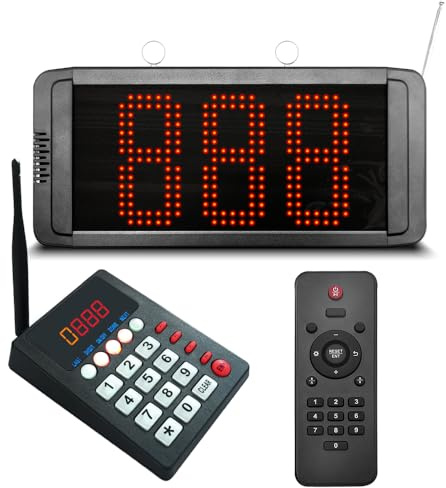 CYSSJF Eliminacode Display (Chiamata in Italiano) con Tastiera e Telecomando | Kit Completo Digitale 3 Cifre | Per Indicazione Numero di Coda in Ambulatoro, Poste, Supermercato, Trattoria, Osteria