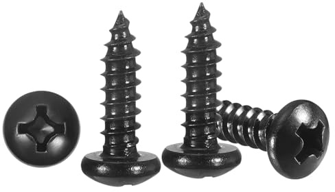 METALLIXITY Phillips Pan Head Self Tapping Screw #7x1/2 100Pcs | 304 SS Self Drilling Screw for Metal Wood Plastic, for Cabinet Wall Shutter Plate Rock Furniture, Black