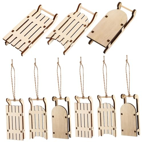 LOLIPPYY 9 Stück Teiliges Holzschlitten Handgefertigt Miniatur Weihnachtsdekoration Tischschmuck Rustikal für Festtagsbasteln und Wohnraumgestaltung