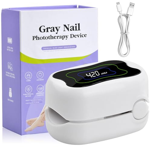 Litinliv Laser de Uñas para Hongos, Recargable y Portátil, Dispositivo Tratamiento hongos Uñas con números LED, Dispositivo de Laser para hongos Uñas Pies para Uso Doméstico