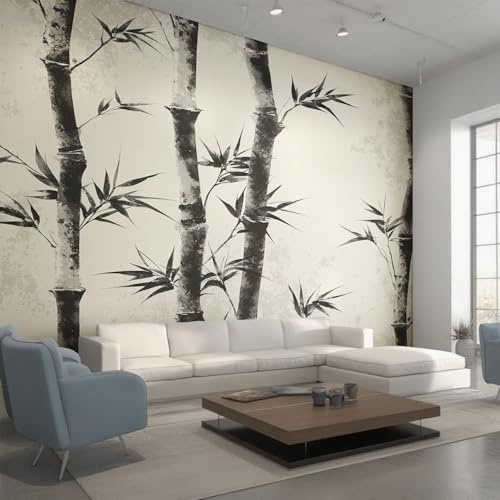 Genérico Decoracion Papel Pintado Hojas de Bambú, Fotomurales Pintura China con Tinta Papel Pared Tejido No Tejido Murales de Pared 200x140 Salon Dormitorio Decorativa W&55