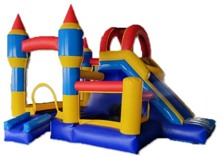 Castillo hinchable de grado comercial 4 en 1, grande, obstáculo, pared de escalada, con precio de fábrica de tobogán de 17.7 x 16.4 x 11.5 pies