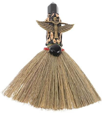 UTHCLO Escoba de Cristal Natural de Obsidiana Negra Mini Escoba de Mesa Suave para Interiores Cepillo Pequeño de Limpieza Doméstica Adecuado para Altar Decoración y Uso en Oficina