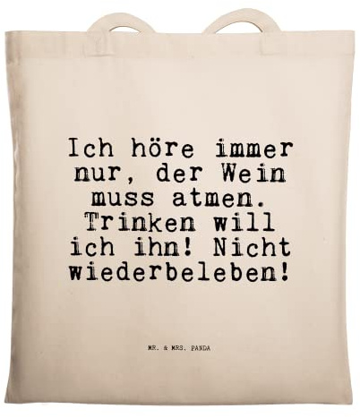 Mr. & Mrs. Panda Jutebeutel Ich höre immer nur,... - Geschenk, Mitbringsel, Laptoptasche, Gastgeschenk, Wein, Tragetasche, kleine Aufmerksamkeit, Freunde, Sprüche, Schultasche, Tasche, Tote Bag