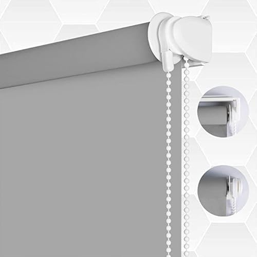 SMONTER 100% Blackout Waterproof Fabric Window Roller Shades Blind, Thermal Insulated,UV Protection,for Bedrooms,Living Room,Bathroom,The Office, Easy to Install 101CM W x 200CM L(Grey)
