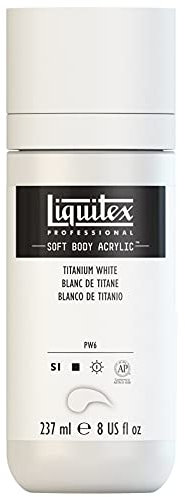 Liquitex 1923432 Professional Acrylfarbe Soft Body - Künstlerfarbe in cremiger deckender Konsistenz, hohe Pigmentierung, lichtecht & alterungsbeständig, 237ml Flasche - Titanweiß