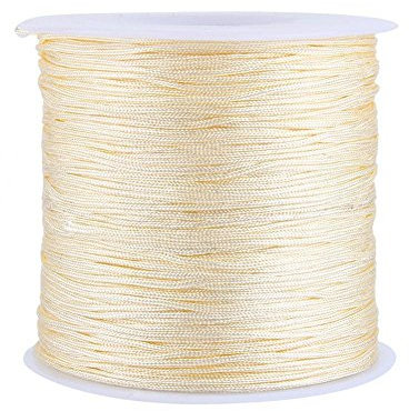 Nylonschnur, Haofy 100m x 0,8mm Nylon Schnurkabel Perlenstring, Makramee Faden Kabel für DIY Handwerk Machen Armbänder/Halskette/Rattail, Nylonfaden Satinschnur für Schmuckherstellung, Beige