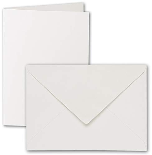 ARTOZ 50x DIN B6 Faltkarten-Set mit Umschlägen - Ivory-Elfenbein (Creme) - 120 x 169 mm - gerippte Bastelkarten blanko mit Brief-Umschlägen - 220 g/m²