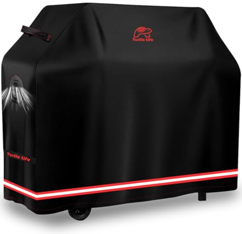 Turtle Life BBQ Grill Cover, 58 Inch Heavy Duty Waterproof 3-4 Burner Barbecue Gas Grill Covers for Weber Spirit Char-Broil Performance and Signature, Black