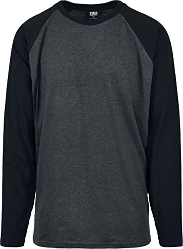 Urban Classics Herren TB3834-Raglan Contrast LS T-Shirt, Charcoal/Black, L