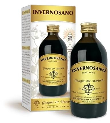 Dr Giorgini INVERNOSANO liquido analcoolico - 200 ml (integratore di sambuco, arricchito con vitamina C, rame e zinco, per il sistema immunitario - adatto anche ai BAMBINI)