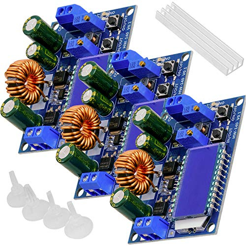 AZDelivery 3 x HW-140 DC-DC Buck Boost Alimentatore Automatico Step Up/Down, Volt e Amperometro Display LCD, Convertitore di Tensione 3A 5.5V-30V a 0.5V-30V compatibile con Arduino incluso un E-Book!