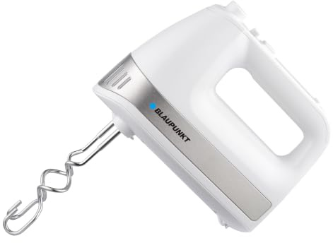 BLAUPUNKT – Handmixer – Mixer Küche – Elektrischer Küchenmixer mit 750 W Maximalleistung, 5 Geschwindigkeitsstufen, Turbofunktion, 2 Rührbesen, 2 Knethaken und Auswurftaste - Weiß HMM401