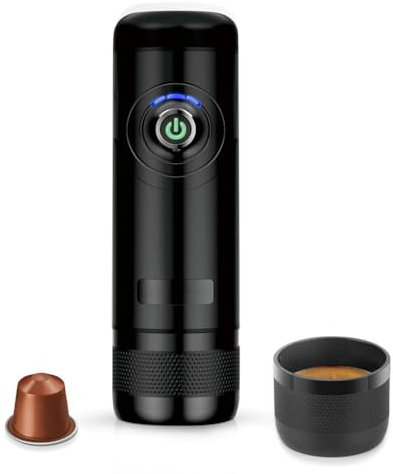 IMONS tragbare Espressomaschine, 45ml automatische Reisekaffeemaschine für Auto, Büro, Camping, NS-Kapsel und L'OR Originalkapseln mit wiederaufladbarem Akku verwenden, schwarz