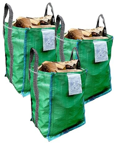 A&A Supplies UK - STRONG - 3 x Garden Waste Bags - 120 Litre - Sacks - With Bottom Handles - Strong Recyclable Reusable for Grass Leaves Storage, Green