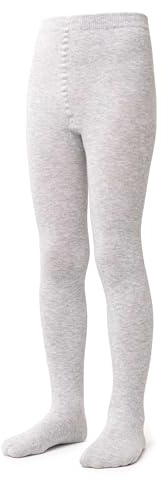 STEVEN Baby Girl's Cotton Rich Plain Knit Tights, 240 DEN, Warm and Cozy Unisex Pantyhose for Toddler, Infant, Newborn, 6-12 months (Light grey mottled)