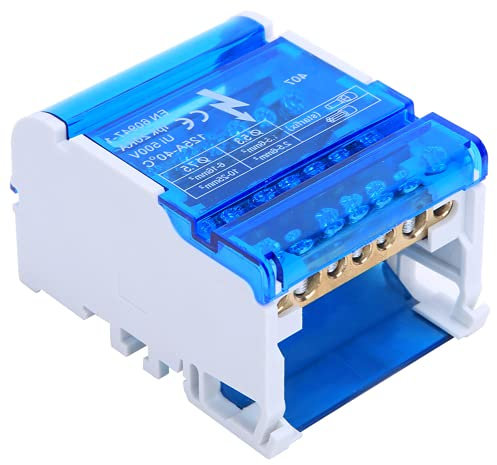 Bloque de Terminales de Tierra Modular, Bloques de Regletas de Terminales 407 4 Entradas 24 Salidas con Cubierta Protectora para Gabinetes de Control Tableros de Distribución para