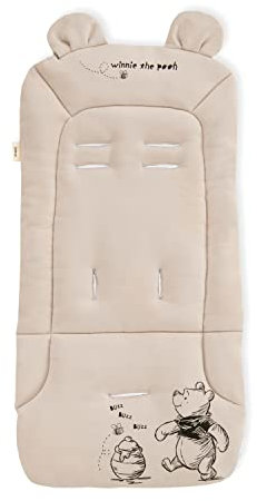 hauck Colchoneta para Silla de Paseo Universal - Funda Carrito Bebe y Remolques de Bicicleta para Niños, Algodón, Transpirable, Suave, Fácil de Fijar, Verano e Invierno - Winnie the Pooh Beige