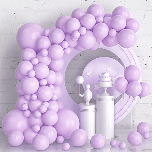 Ousuga Kit di 105 palloncini viola per ghirlanda di macaron, in lattice pastello, diverse dimensioni, 13,5 cm, 30,5 cm, 30,5 cm, 45 cm, palloncini luminosi per compleanni, baby shower, decorazioni per