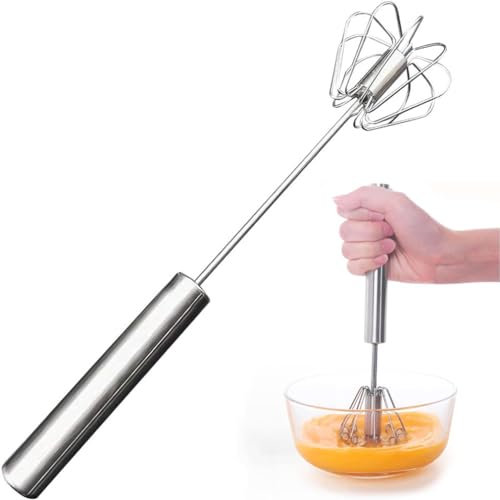 DDSHUN Stainless Steel Hand Pressure Whisk Egg Mixer & Milk Frother for Baking, Cooking, Beating, Stirring