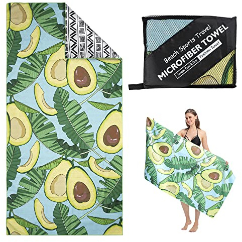 MEQUER Microfibre Beach Towel, Beach Towels For Adults, 71x32Extra Large Quick Dry Sand Free Beach Towel, Lightweight Swimming Towel Travel Towel for Beach, Pool, Gym, Camping (Avocado)