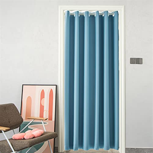 Heavyoff Verdunkelungsgardinen mit Ösen Thermovorhang Kälteschutz Türvorhang Wärmeisolierend Raumtrenner für Schlafzimmer Tür Schrank Kinderzimmer Blau, 120x200cm