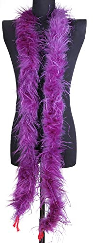 DIY Feder Boa,Asudaro Flauschige Federboa Flauschige Marabu Feder Boa DIY Frauen Verkleidung Dekor Truthahnfedern Boa zum Basteln Zubehör Für Bastelarbeiten Kostüme Halloween Hochzeiten,2m Lila Nr. 44