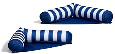 Big Joe Noodle Sling 2 Pack No Inflation Needed Pool Seat with Armrests, Americana Nautical Stripe Double Sided Mesh, 3ft