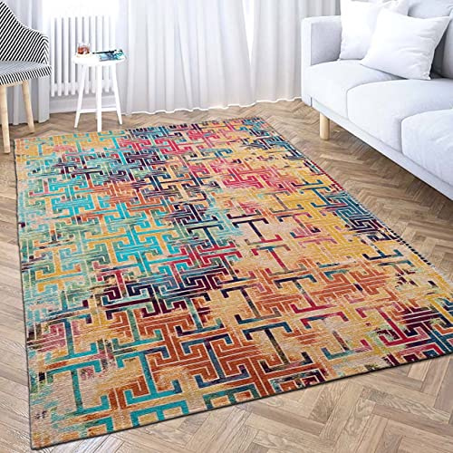 Teppich-Traum Teppich Vintage Abstrakt Mehrfarbig Pflegeleicht 135x200 cm | Pflegeleicht, schmutzabweisend, strapazierfähig und hautsympathisch, für Fußbodenheizung, Wohn-, Schlaf- & Esszimmer