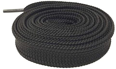 KIANSLA Lacet 18mm Extra Large Largeur Double Couche Lacets Sneaker Couleur Unie Chaussures Plates Cordes, Noir