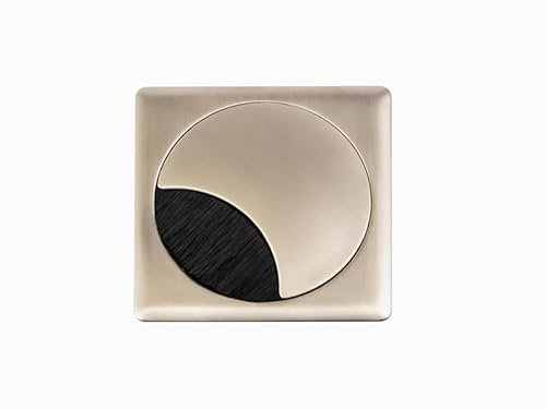 TecLines TKD003 Tisch Kabeldurchführung 80x23mm (Edelstahl-Optik), Kabeldose, Bürstendichtung, für mehrere Kabel