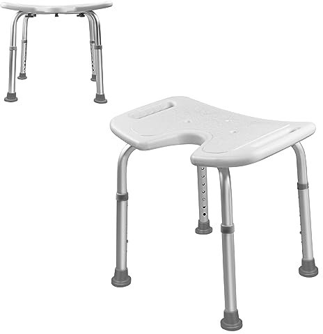 SUBTLETY Duschhocker Badhocker 37-51 cm Höhenverstellbar Duschstuhl Anti-Rutsch Duschhilfe Aluminum Duschsitz Badestuhl Tragbare Badewannensitz Badsitz für Senioren Behinderte Schwangere