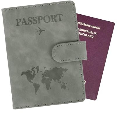 Minicloss Reisepass Hülle - Tragbare Tasche Mit RFID Blocker für Damen und Herren - Travel Wallet für Kreditkarten, Ausweis und Reisedokumente