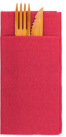 Restaurantware 40 Burgundy Airlaid Paper 1-Ply Disposable Napkins, 15.8 x 15 (Unfolded), 7.8 x 3.9 (Folded), Built-In Cutlery Pocket, Absorbent, Luxury Feel, Perfect for Parties and Restaurants