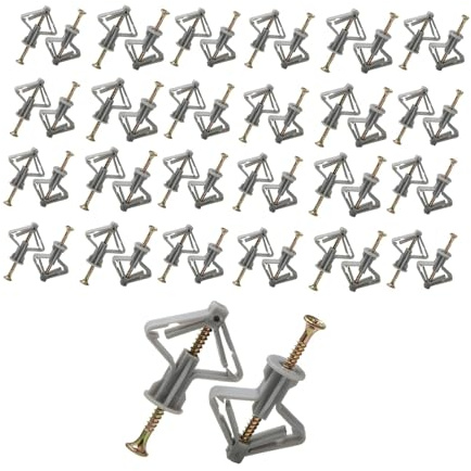 SMGDA 100 Pièces Fixations pour Plaques de Plâtre (50 Chevilles Murales et 50 Vis Placo), Chevilles pour Plaques de Plâtre, Ancres Chevilles et Vis pour Fixations Murales Creuses Cloisons Sèches