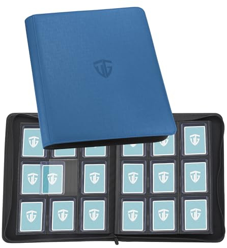 TCGUARD Toploader Sammelkarten Album für 216 Toploader, 9 Fächer Toploader Binder mit Hüllen für 3x4 Rigid Card, Trading Card Binder für TCG, MTG-Karten, Kartensammelalben (Blau)