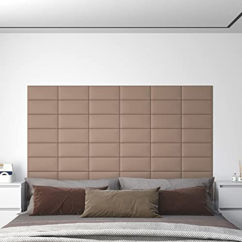 CIADAZ Wandpaneele 12 Stk Deckenpaneele, Wanddeko, Styropor Platten, Wohnkultur, Cappuccino-Braun 30x15cm Kunstleder 0,54 m²