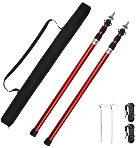 Tiandirenhe Teleskopstange für Zelte, Markise Stangen, Zeltstangen Teleskop, Aluminium Baldachinstütze Teleskop 95-234 cm, Camping Zelt Pole, Campingstangen für Planen Markise Baldachin Veranda