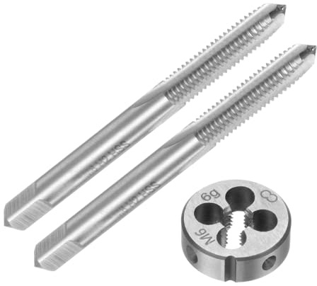 QUARKZMAN Juego de 3 Piezas de Machos y Terrajas, Métrica M6 x 1, Herramienta de Roscado y Roscado para Reparación de Tuercas y Tornillos