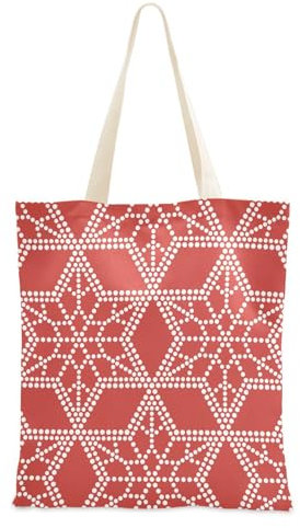 FRODOTGV Damen-Tragetasche aus Segeltuch, Weihnachtsmuster, Sterne, Rankgitter, Geschenk für Kollegen, Geschenke für Frauen, Leinentasche, Tragetasche mit Taschen, einfarbige Canvas-Tragetaschen,