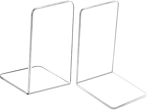 Mgood Fermalibri, 1 Paio Fermalibri per Mensole，Fermalibri in Acrilico Trasparente, Ferma Libri Decorativi, Reggilibri dal Design Unico per Casa, Ufficio, Biblioteca ，Studenti Regalo